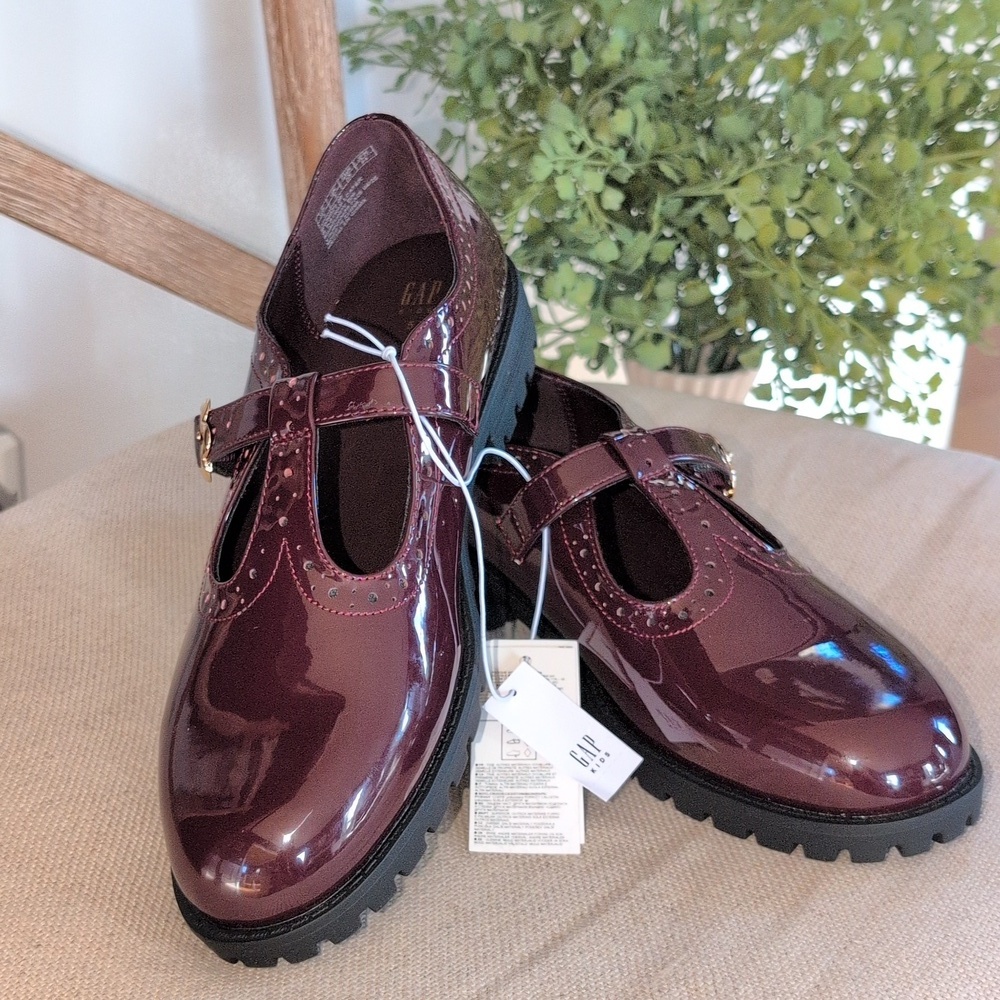 GAP Kids T-Strap Loafers - Burgundy Size 5 - Picture 6 of 13